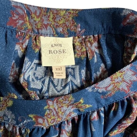 Knox Rose Women's XXL Top Cold Shoulder Floral Multicolor Print Elastic Cuff NEW - Picture 5 of 10